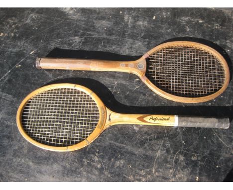 Old Vintage Antique - pair of wooden tennis Racquets Racket Ardee Slazenger