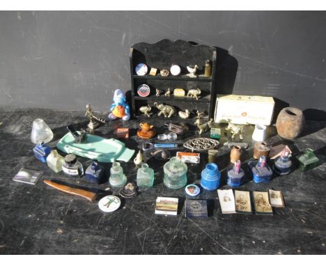Old Vintage Antique - Box of bric-a-brac suitable for car boot sale - tins bottles, boxes, brassware