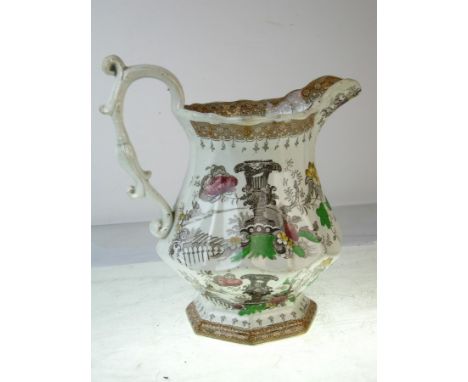 Old Vintage Antique - Victorian pottery water jug pitcher