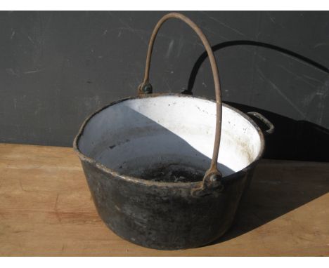 Old Vintage Antique - Iron and Enamel Kitchen Pan