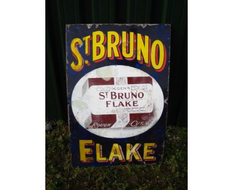 Old Vintage Antique - Enamel Sign - Ogden's St Bruno Tobacco Packet tin Shop Advert - basic restoration - 36 x 24"