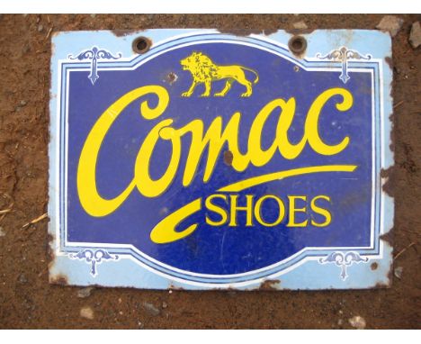 Old Vintage Antique - Enamel Sign Shop Advert - Comac Boots Cobbler Shoes - 12 x 16"