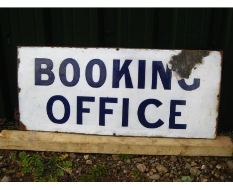Old Vintage Antique - Enamel Sign Shop Advert - GWR Great Western Railway Train Platfrom Notice Booking Office - 13 x 30"