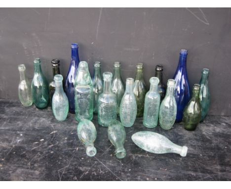 Old Vintage Antique - A box of bottles including hamiton and codd designs - most have faults