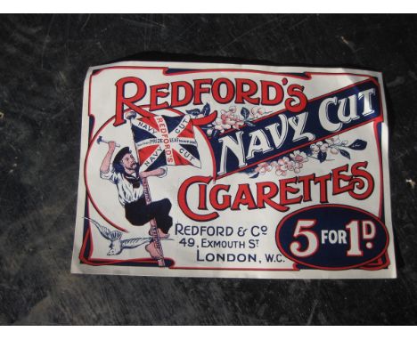 Old Vintage Antique - Shop Advert - Redford Navy Cut Cigaerttes Tobacco Poster - 5.5 x 8.5"