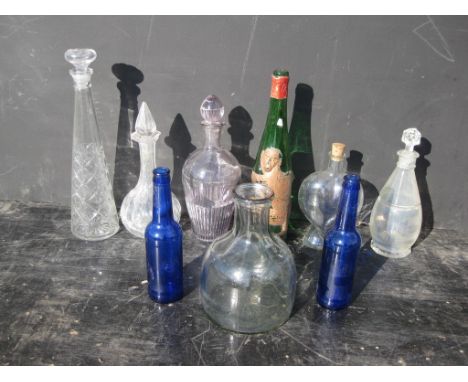 Old Vintage Antique - Collection of glass bottles and decanters