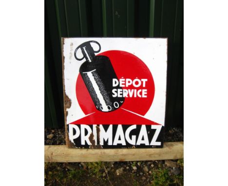 Old Vintage Antique - Enamel Sign Shop Advert - Primagaz Garage - 19 x 18"