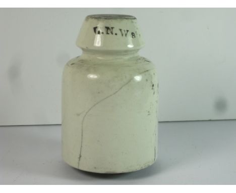Old Vintage Antique - Pottery Porcelain Railway Electrical Insulator L.N.W.S