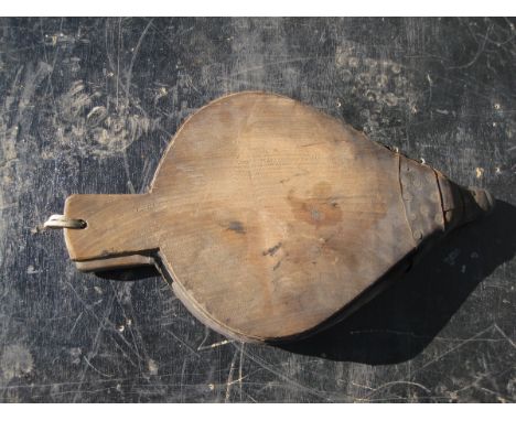 Old Vintage Antique - set of leather and wood furnace blacksmith fire bellows - 18 x 10"