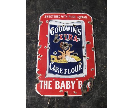 Old Vintage Antique - Enamel Sign Goodwin's Baby Bag Flour