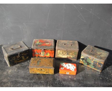 Old Vintage Antique - 6 x large Decorative tins