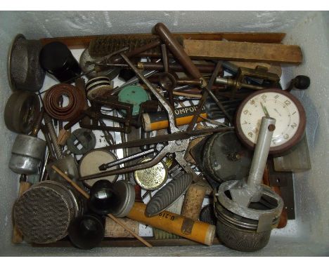 Selection of various watch makers equipment, parts, accessories etc including cleaning tools, files, key spiders etc 