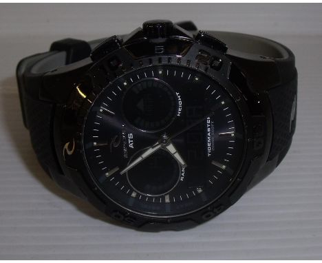 Ripcurl ATS Tidemaster 2 gents wristwatch in matt black with digital and analogue features including water resistant to 200m,
