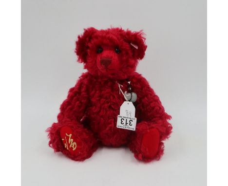 Steiff Taiwan Fu bear, with Jade necklace, limited edition 214/1500 with certificate and dust bag, H: 32cm. UK P&amp;P Group 