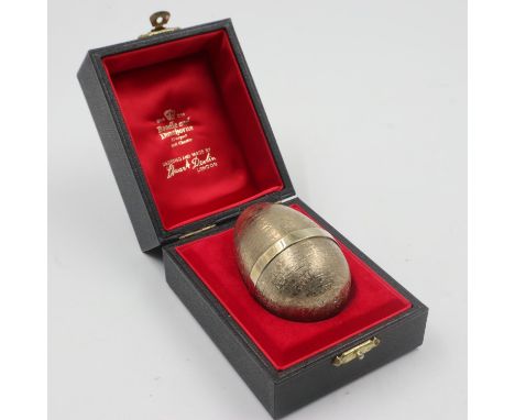 Stuart Devlin silver gilt Fish surprise egg in fitted case, limited edition no.20. UK P&amp;P Group 1 (£16+VAT for the first 