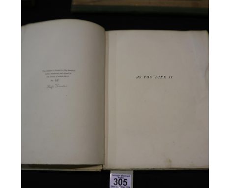 Shakespeares Comedy of As You Like It illustrated &amp; signed by Hugh Thomson, limited edition 65/500. UK P&amp;P Group 1 (£