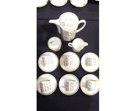 Susie Cooper fifteen piece coffee set, in the Venetia pattern C2039. Not available for in-house P&amp;P