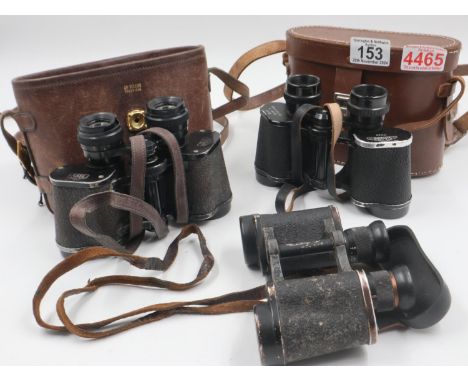 Three pairs of vintage binoculars, Dientsglas 6 x 30 BMK, Huet Miralux 8 x 30 and Steiner 8 x 30. UK P&amp;P Group 2 (£20+VAT