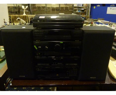 Kenwood stereo systems with two speakers and stands and amplifier, model A-54. All electrical items in this lot have been PAT