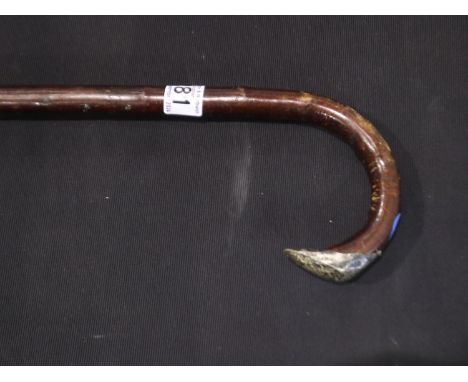 Bentwood walking stick with handle capped in Chester silver. 