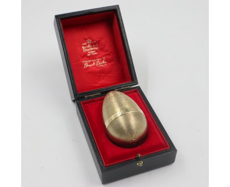 Stuart Devlin silver gilt Frog surprise egg in fitted case, limited edition no.20. UK P&amp;P Group 1 (£16+VAT for the first 