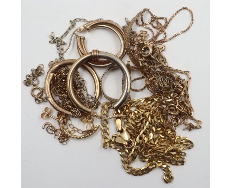 Mixed 9ct gold jewellery for scrap, 17.6g. UK P&amp;P Group 1 (£16+VAT for the first lot and £2+VAT for subsequent lots)