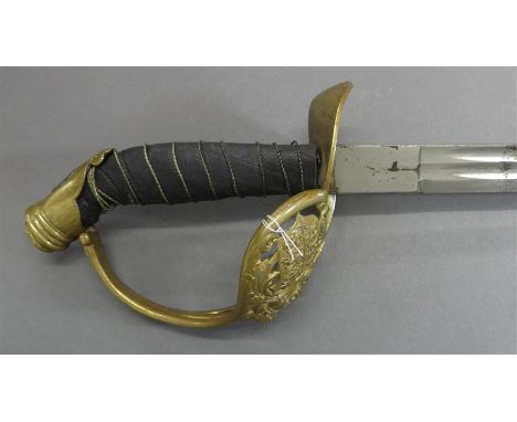   Säbel  Baden-Württemberg, Messinggefäß, mit Wappen, ohne Scheide, l 94 cm,           