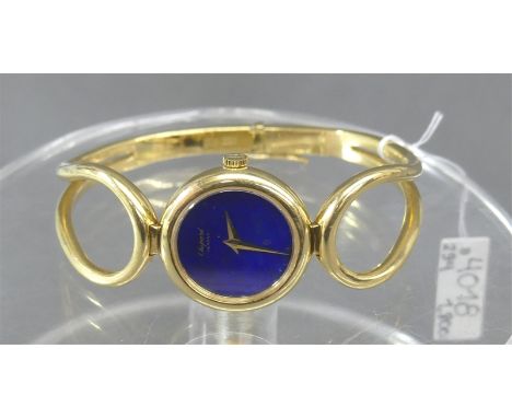   Spangenuhr 18 kt. Gelbgold, "Chopard", Quarz, blaues Lapislazuli-Zifferblatt, Goldzeiger, Kastenschloss mit Sicherung, ca 5