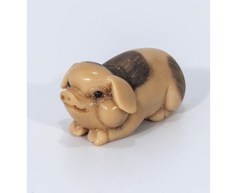 A Tagua nut netsuke of a pig
