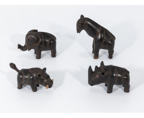 Four vintage hand carved animals