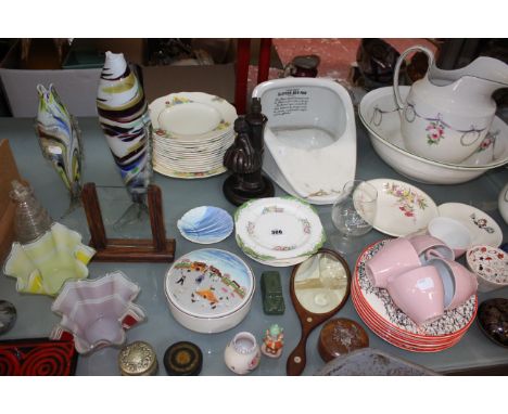A quantity of 20th Century ceramics and glassware to include Shelley and Poole pottery 