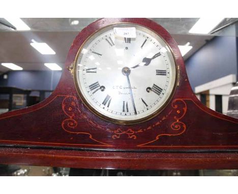 MAHOGANY INLAID MANTEL CLOCK AND TWO OTHER CLOCKS