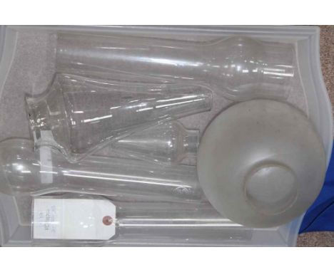 LARGE SELECTION OF VINTAGE OIL LAMP GLASS CHIMNEYS
over twenty examples of various sizes and shapes, largest 32cm long