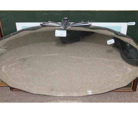 ART DECO WALL MIRROR 
together with a signed 'Baxter' print of Muirfield, Scotland