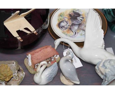 COLLECTION OF CERAMICS
including a pair of Victorian vases, Ridgeway pottery, Nao figures, Victorian oil lamp etc 