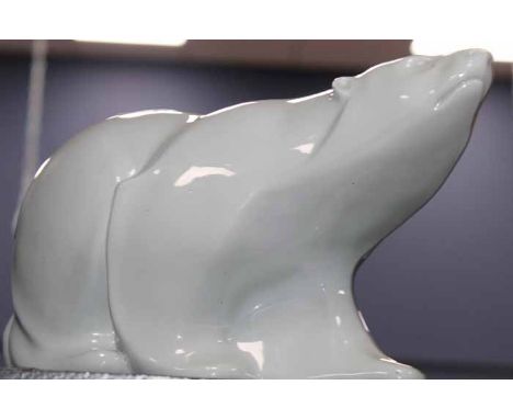 STYLISH COPELAND SPODE MODEL OF A POLAR BEAR
designed by Eric Olson, caught in a prowling attitude, brown printed mark to the