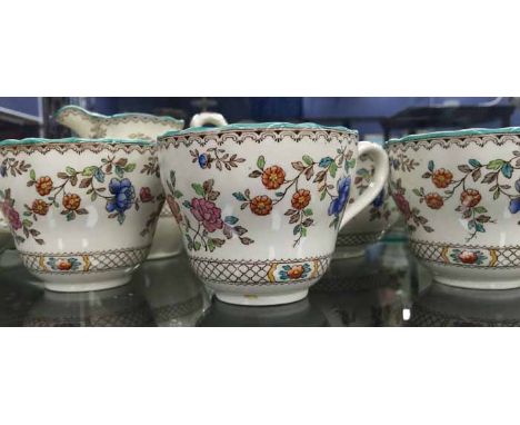 SPODE ROYAL JASMINE TEA SET
floral design on cream ground, six cups, six saucers, six side plates, a serving plate, milk and 
