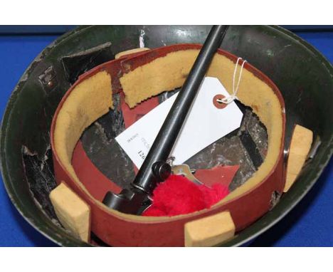 PRESSED STEEL HELMET
together with a spike bayonet and a pair of handcuffs (3)