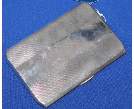 ENGINE TURNED HALLMARKED SILVER CIGARETTE CASE
with Birmingham marks, 12.5cm long, 205g