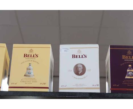 ELEVEN BELL'S BELLS, FAMOUS GROUSE HIGHLAND DECANTER AND A BOTTLE OF HAIG'S DIMPLE SCOTCH WHISKY