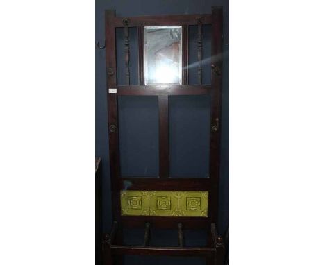 VICTORIAN MAHOGANY TILE BACKED HALL STAND