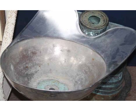 VINTAGE FRENCH CANISTER 
together with other collectables, including a vintage Barbour basin 