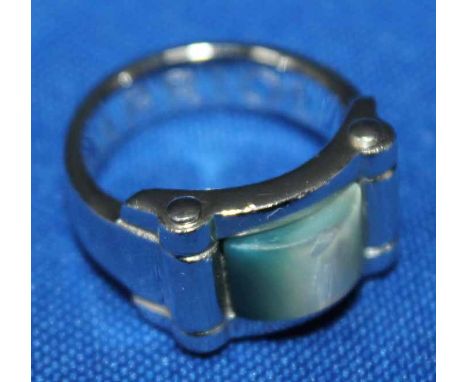 925 SILVER AND GREEN HARDSTONE DRESS RING BY CHARRIOL
size L-M