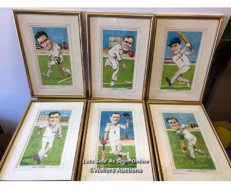 SEVEN FRAMED AND GLAZED COLOURED PRINTS OF ENGLAND LEGENDS. EACH PRINT 41CM X 28CM