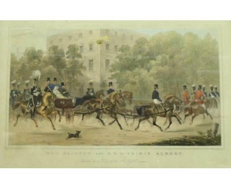 AFTER M A HAYES "Her Majesty and His Royal Highness Prince Albert", coloured lithograph by J H Lynch, together with "Abstract