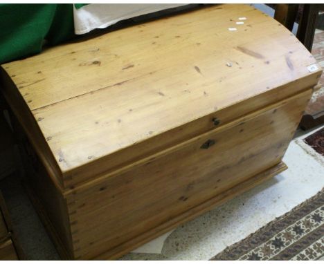 A pine domed top Captain's type trunk