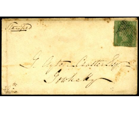 1856 (20 Feb) cover from Tejpore to Gowhati, franked 1854 2a green used by diamond of dots, reverse bears TEZPORE/P.O. cds fo