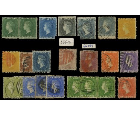Small selection of QV including (m/m unless noted) 1862 6d deep green horizontal pair, 1862-68 4d deep blue, perf 11-12½,,1s 