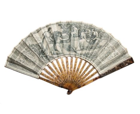 Homage to Cupid: An Unusual Mid-18th Century Fan, with a double paper leaf (or very thin skin) mounted on tortoiseshell stick