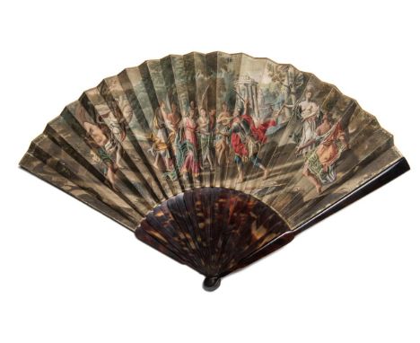 The Sacrifice of Jephthah's Daughter: A Mid-18th Century Plain Tortoiseshell Fan, the double vellum leaf depicting the return